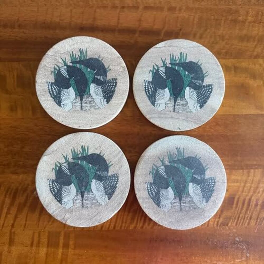Set of 4 Loon Coasters, no holder